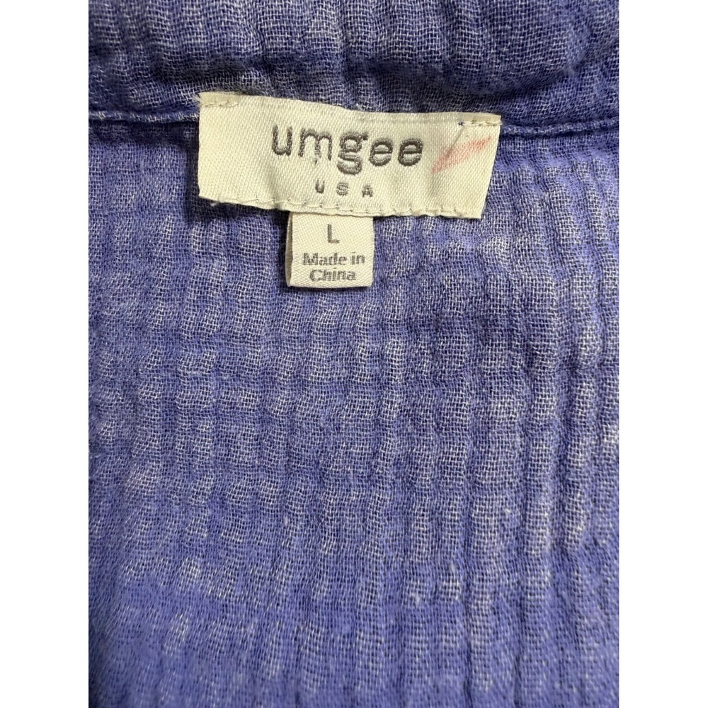 Umgee Large Blue Cotton Gauze Tiered Mini Dress K6389 Boho Short Sleeve - Picture 5 of 6
